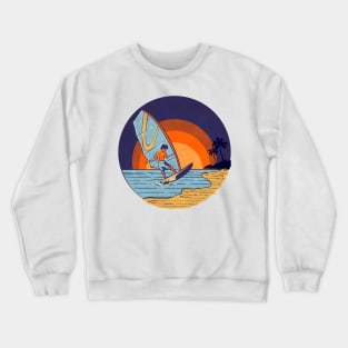 Retro Wind Surfer Crewneck Sweatshirt